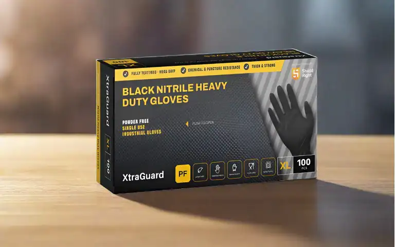 Black Nitrile Disposable Gloves in use