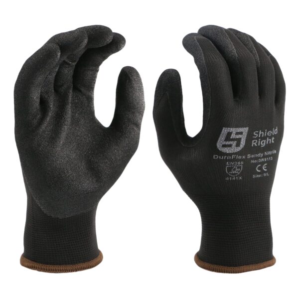 DuraFlex Sandy Nitrile Gloves on hand