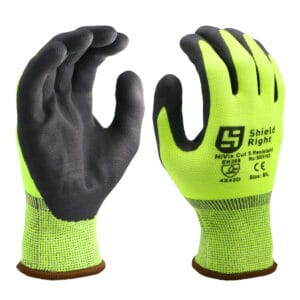 HiVis Cut 5 Gloves HiVis Cut 5 Gloves on hand